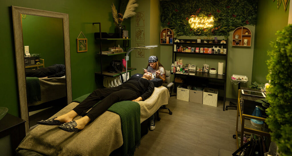 Beauty professional workspace at Valley Commons — customizable salon suites for lease